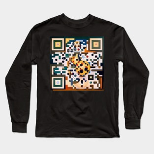 RickRoll QR Code Hidden Image Abstract Painting Long Sleeve T-Shirt